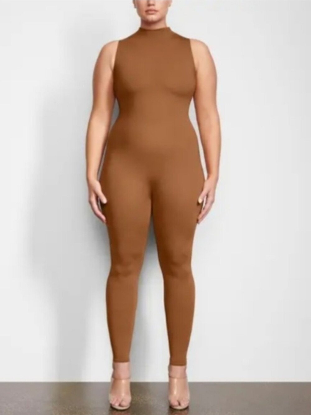 NWT Skims All-In-One Sleeveless Mock Neck Onesie - Caramel Brown 2X